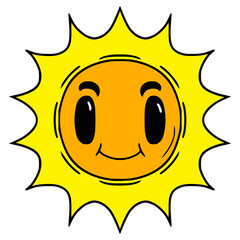 sun character illustration hand drawn isolated vector