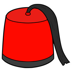 fez hat illustration hand drawn isolated vector