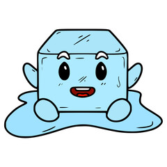 ice cube character illustration hand drawn isolated vector