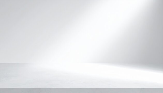 Spotlight on elegance, pristine white marble table illuminated for dramatic display or minimalist scene