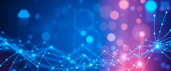 Abstract blue tech background with cloud data connections, representing scientific and technological innovation, scientific concept, server