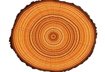 Obraz premium Circular wood cross-section showing growth rings, isolated, rings, antique