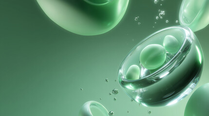 soap bubbles on green background. Generative AI