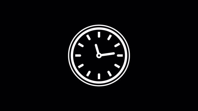 24 hours time clock animation on Black background 4k Video