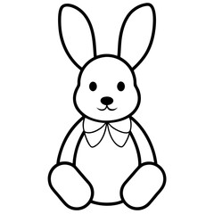 Obraz premium Charming line art illustration of a stuffed bunny with long ears isolated on white background