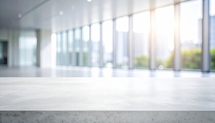 Pristine white table on blurred background, ideal for modern displays and minimalist designs