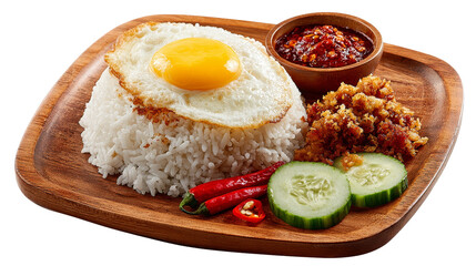 Isolated nasi lemak with sambal traditional malaysian food rice dish cultural cuisine delicious environment