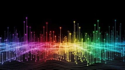 A vibrant abstract background with colorful waves and glowing lines - Powered by Adobe