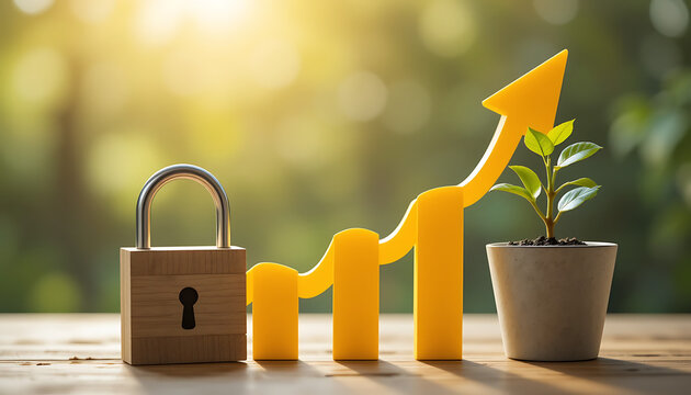 Key and Percentage Symbol Representing Fixed Interest Rate Concept After Period of Increase or Decrease