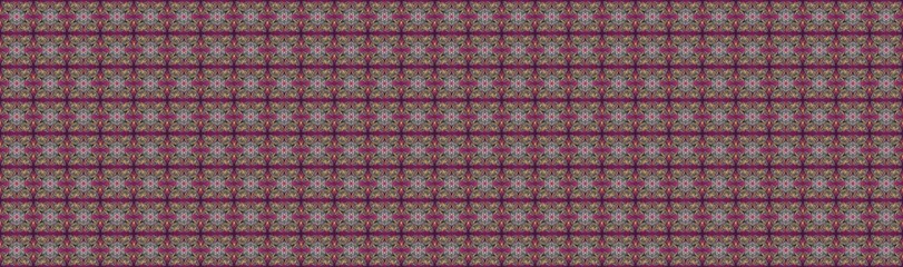 Raster seamless pattern on gray, purple and brown colors with golden elements. Damask seamless pattern for design.