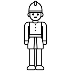 Obraz premium Classic toy soldier standing at attention rendered as a clean line art illustration isolated on white background