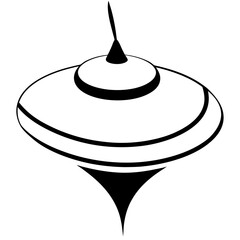 Obraz premium Detailed line art of a spinning top with motion blur effects isolated on white background