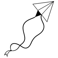 Obraz premium Minimalist line art of a kite soaring with a flowing tail isolated on white background