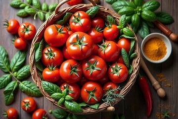 cherry tomatoes in a basket