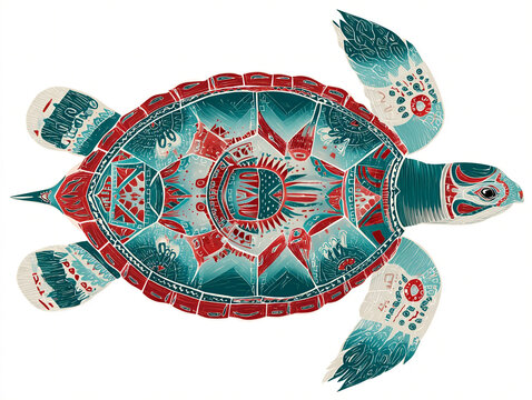 A vector illustration of a Titicaca lake turtle spirit with shell patterns