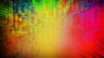 abstract blur numbers stack of various sizes and speed laser on a multi-colored background, maths, business, copy space