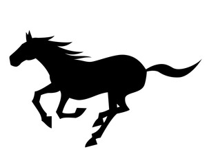 走る馬のシルエット　2026年の年賀状イラスト素材　干支の午の和風デザイン素材