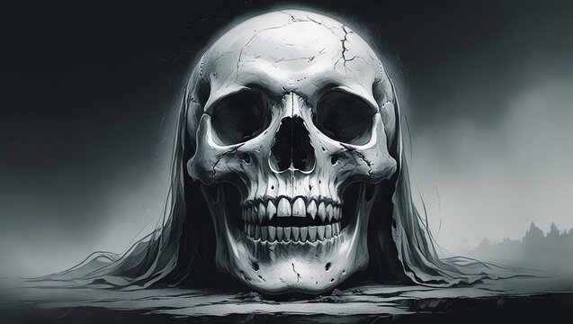 scull on the black background