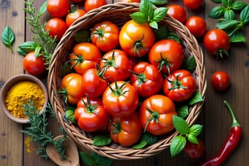 cherry tomatoes in a basket