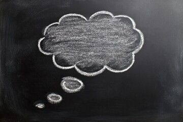 Chalk Board Thought Bubble. Hand Drawn Cartoon Business Advertisement on Blackboard