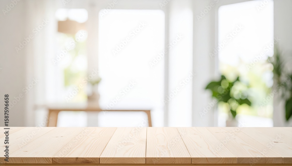 Poster rustic wooden table texture with blurry background for design projects, a versatile and natural surf