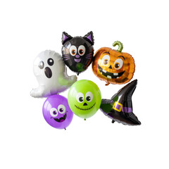 Fototapeta premium Spooky Halloween Balloons A Cluster of Festive Mylar Decorations