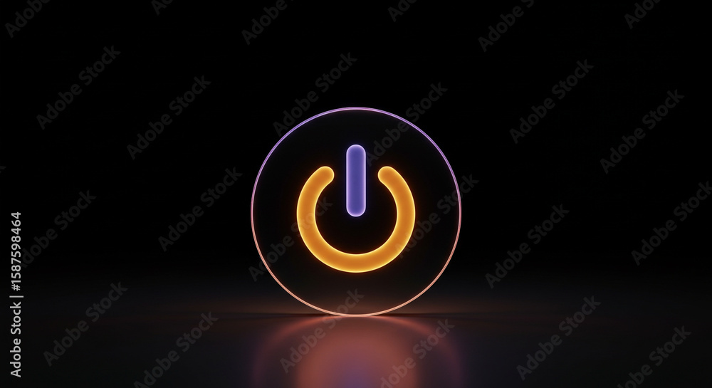 Fototapete a glowing power button icon design for website or app interface. this ui ux element is rendered in 3