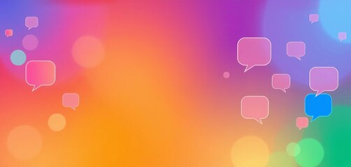 Abstract gradient header showing active online community forum chat bubbles,  header,  illustration