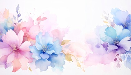 Fototapeta premium Vibrant watercolor flowers background, a colorful and artistic design for various creative applications