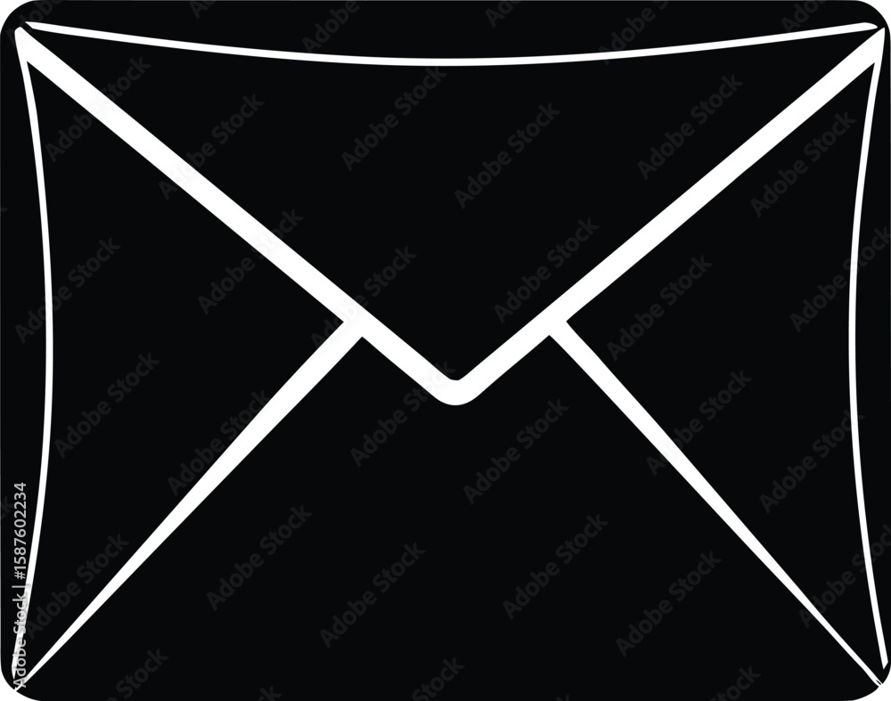 Poster simple black silhouette of an envelope or mail icon representing communication and correspondence pe