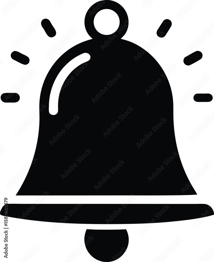 Aufkleber a simple black silhouette of a notification bell icon with a red dot indicating an alert or new mess