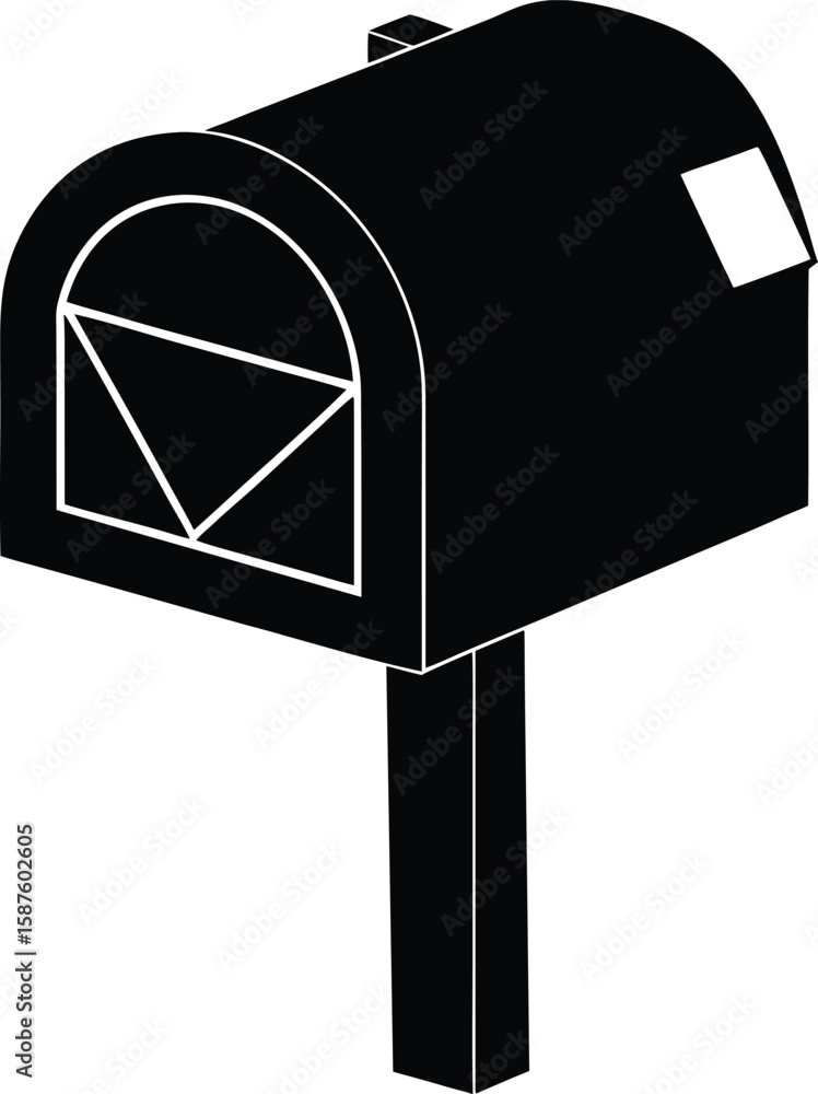 Aufkleber simple and clean black silhouette of an opened envelope with a letter clearly visible inside represe