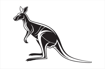 Black and White Stylized Kangaroo Illustration vector