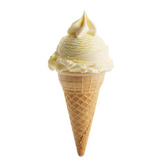 Vanilla ice cream cone on black