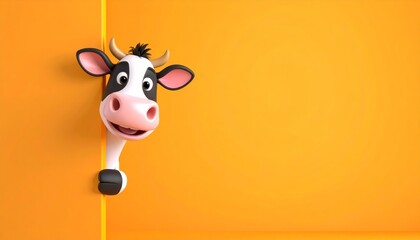 3d Funny cartoon cow illustration: a cute farm animal vector drawing