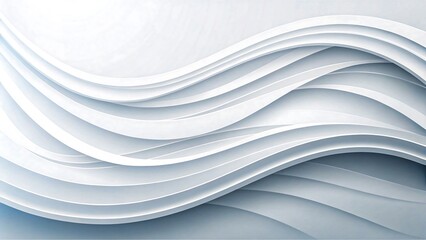 Elegant white layered wavy abstract background with soft gradients and flowing curves
