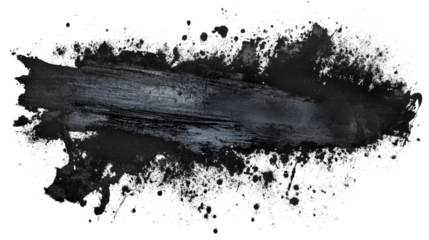 Artistic black brush stroke offers creative grunge texture for backgrounds and design elements, enhancing visuals with a splash effect, transparent background