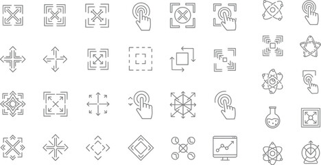 Vector art of this is a set of science and technology icons isolated on white background