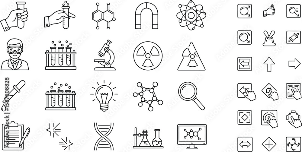 Poster vector art of this is a set of science icons isolated on white background