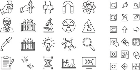 Vector art of this is a set of science icons isolated on white background
