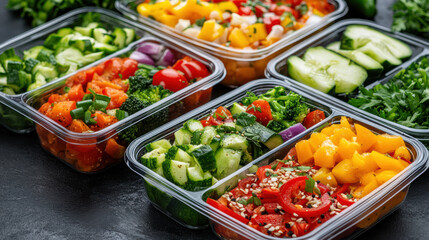 Fresh vegetables in reusable meal prep containers, perfect for healthy eating and organization