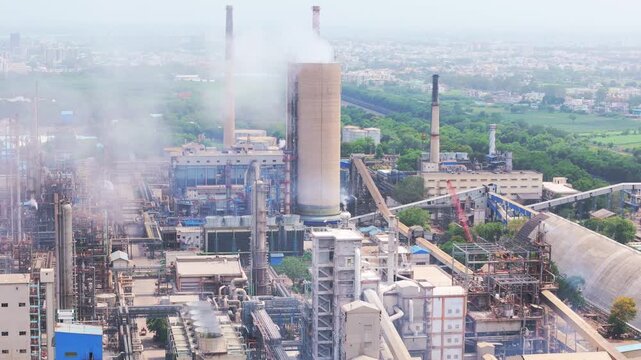 Drone Shot Manufacturing Plant venting toxic vapor