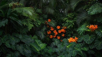 Tropical plants lush foliage arrangement