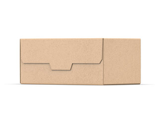 Brown cardboard tea box mockup on isolated background, box mock up template for food, cosmetics, medicines and other goods. 3d illustration.