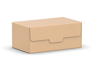 Brown cardboard tea box mockup on isolated background, box mock up template for food, cosmetics, medicines and other goods. 3d illustration.