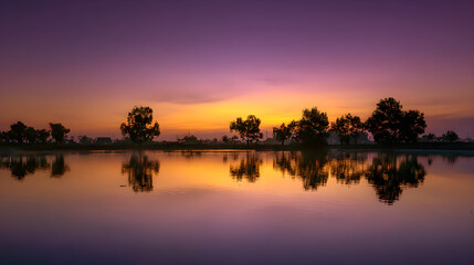 Sunset Symmetry: A Harmonious Dance of Colors along the Horizon's Axis