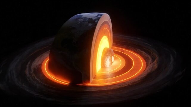 Earth's Inner Core Visualization with Layers and Heat