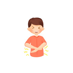 Obraz premium Illustration of Boy Holding Stomach in Pain – Stomachache Concept