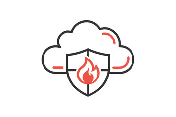 Cloud Shield Secure Thin Line Icon