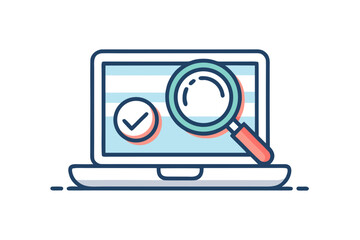 Laptop Magnifier Search Thin Line Icon